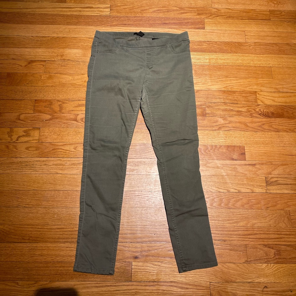 H&M Olive green straight leg trousers.